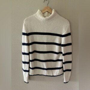 J Crew Merino Wool Alpaca Blend Mock Neck Sweater Classic Stripe Super Soft S